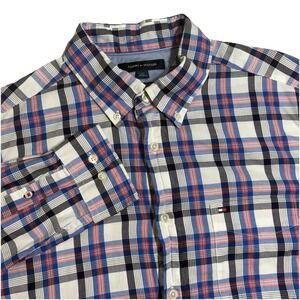 Tommy Hilfiger Classic Fit Coupe Classique Long Sleeve Button‎ Plaid Shirt Men L